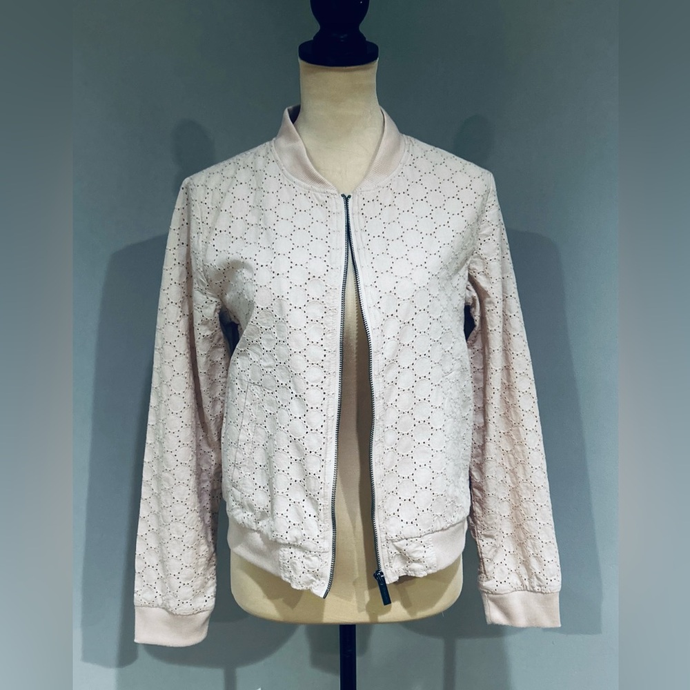 The Sanctuary Cameo Pink Eyelet Bomber Jacket
